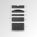 Der Rückenretter von Liebscher & Bracht: fünf schwarze Schaumstoffblöcke (31 cm × 20 cm) in verschiedenen Höhen (4,7, 4,7, 3, 6,7 und 11,5 cm), ideal für Übungen bei Rückenbeschwerden und zur Förderung einer besseren Körperhaltung.