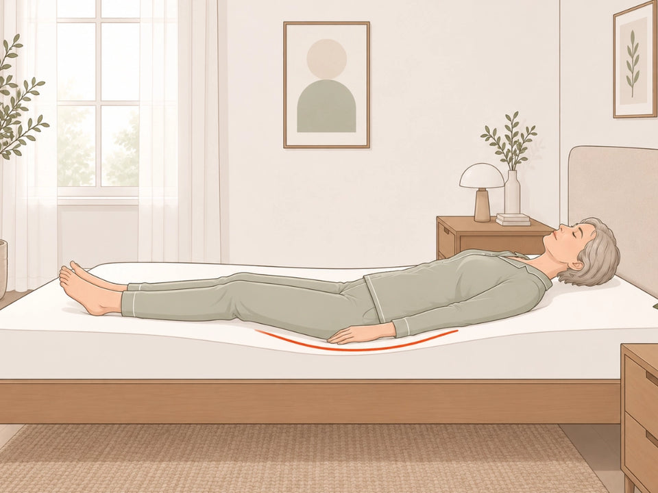 Illustration: Person in Rückenlage, die Wirbelsäule liegt in einer geraden, natürlichen Linie