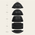 Der ISG-Ischias-Retter von Liebscher & Bracht: Fünf schwarze, kuppelförmige und zylindrische Elemente (8 cm hoch, Basis 4,5 cm; 17,4 cm breit) - perfekt für Hüft- oder Gesäßübungen zur Verbesserung der Beweglichkeit.