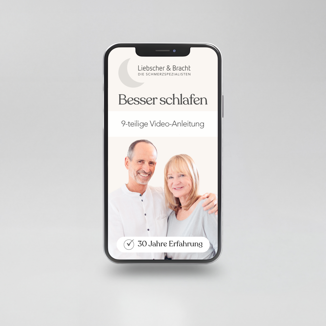 Smartphone mit der Videoreihe von Roland Liebscher-Bracht und Petra Bracht: neun Videos für besseren Schlaf